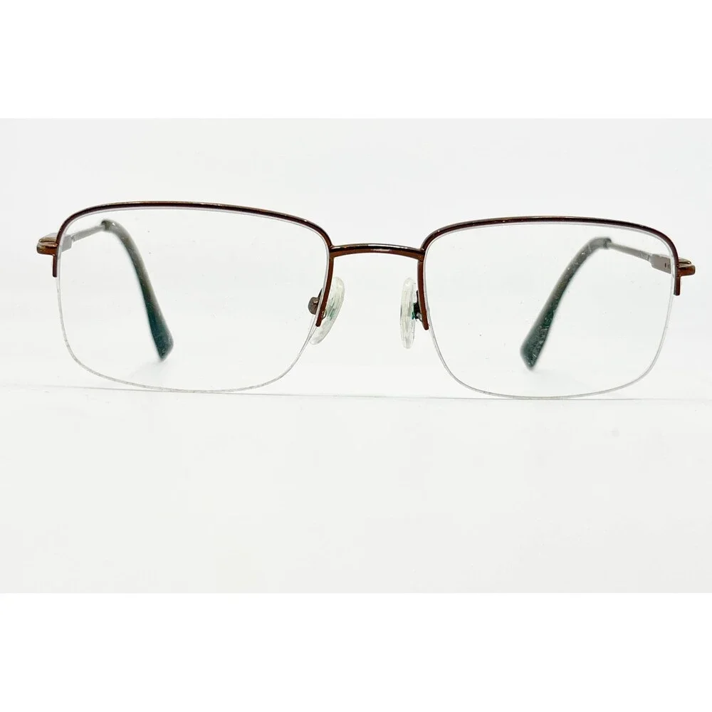 Tura Eyeglass Frames Mens Brown Semi Rimless Rectangular Metal 53-18-140